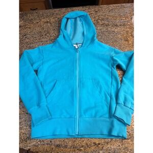 Athleta Girl Full Zip Hoodie Bright Blue Fleece Sweatshirt Girls Size L 12